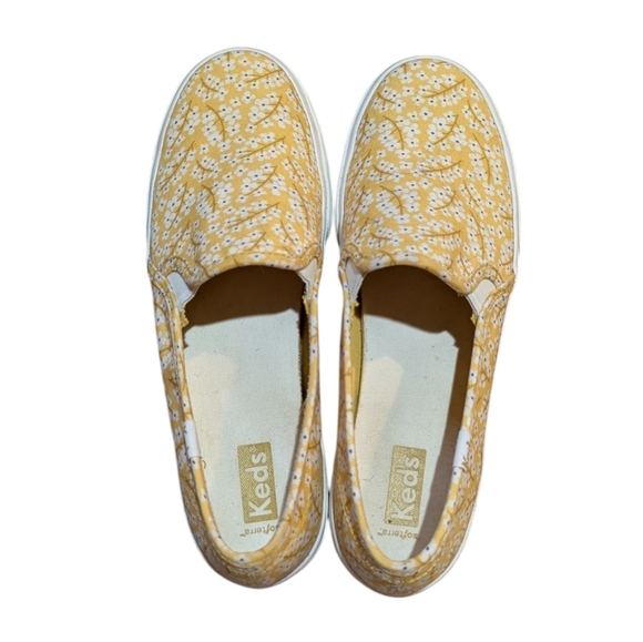 KEDS Double Decker Yellow Floral Slip-On Canvas Sneakers Women Shoes Size 8 - Picture 2 of 7